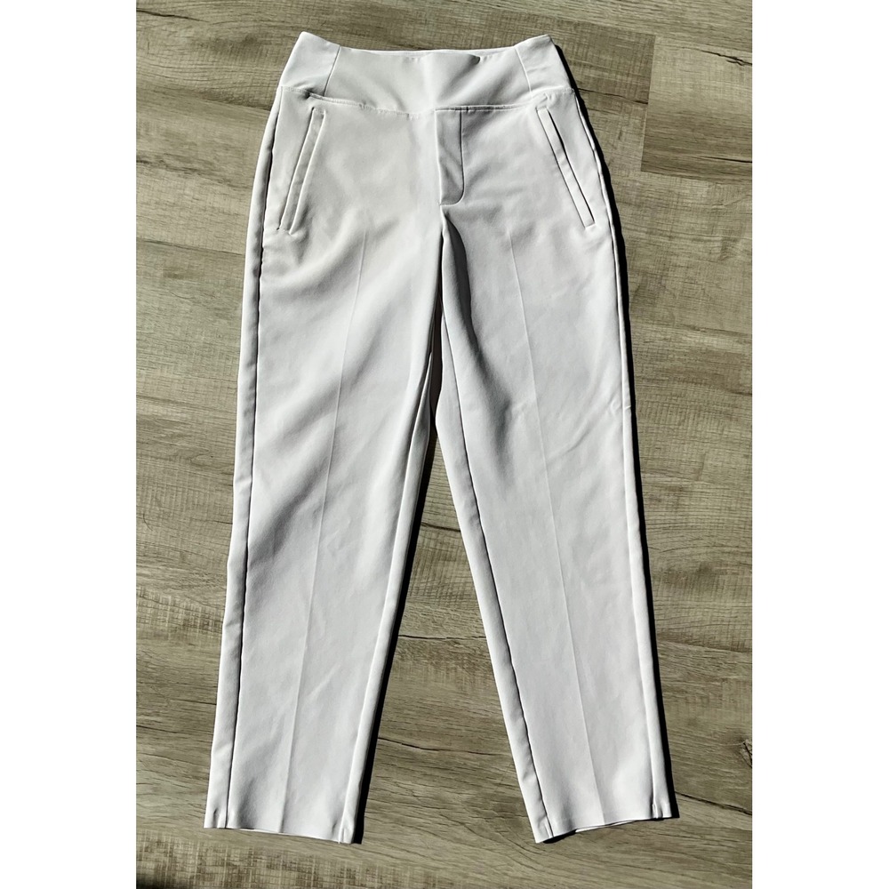 Athleta Brooklyn Ankle Pants White Tapered Trouser Recycled Polyester Size 0
